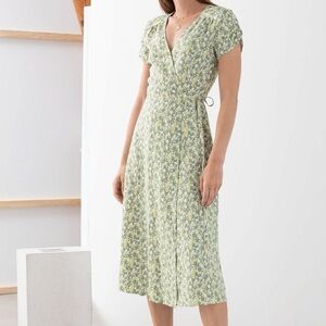 & other stories green floral midi wrap dress